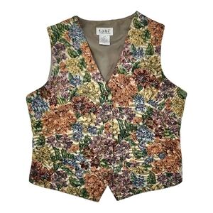 Vintage Tapestry Floral Vest Women M Tabi International Cottagecore